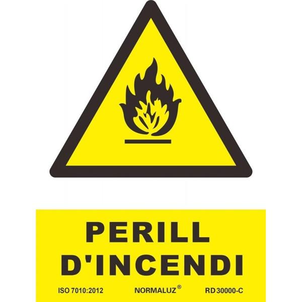 SEÑAL ADVERTENCIA CATALAN 297X210 MM-PERILL D' INCENDI