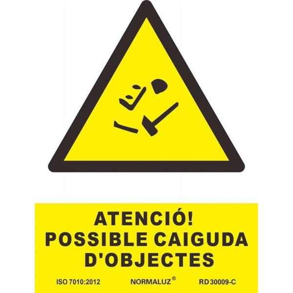 SEÑAL ADVERTENCIA CATALAN 297X210 MM-CAIGUDA D'OBJECTES