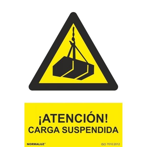 SEÑAL ADVERTENCIA ¡ATENCION! CARGA SUSPENDIDA      345X245 MM