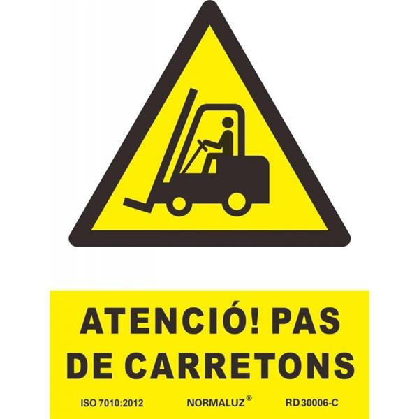 SEÑAL ADVERTENCIA CATALAN 345X245 MM-ATENCIO PAS DE CARRETO