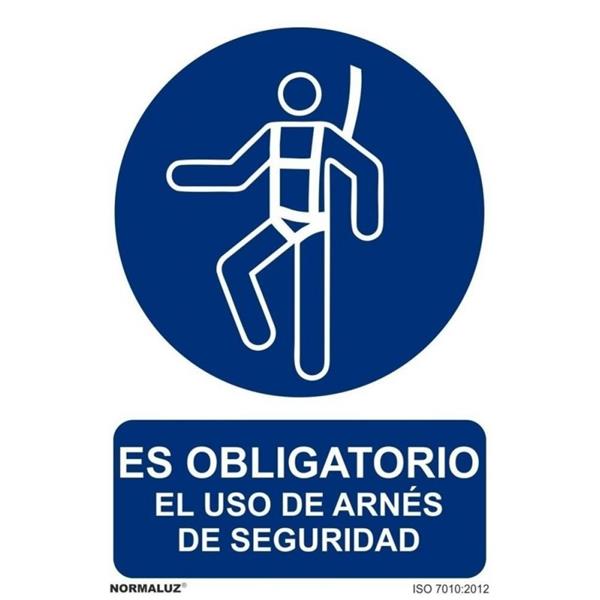 SEÑAL OBLIGACION 200x300 MM-OBLIGATORIO USO ARNES SEGURIDAD