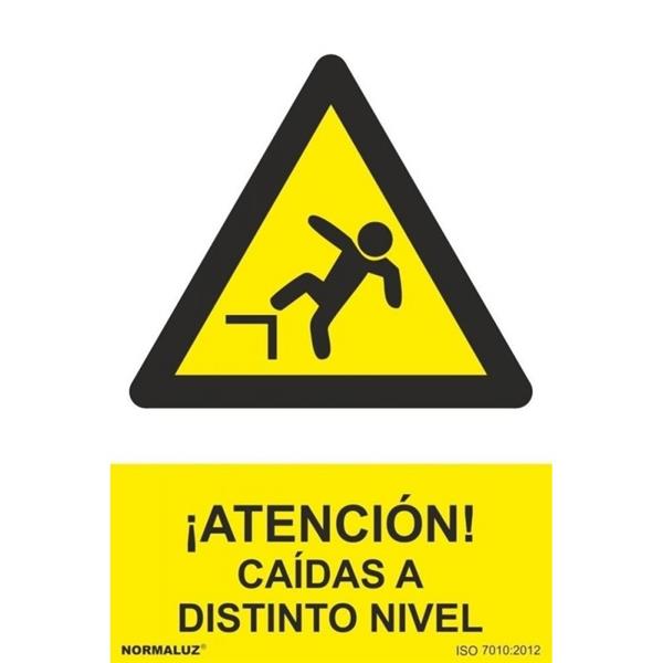 SEÑAL PELIGRO  "¡ATENCION! CAIDAS A DISTINTO NIVEL" 297X100 MM PVC 0,7 MM