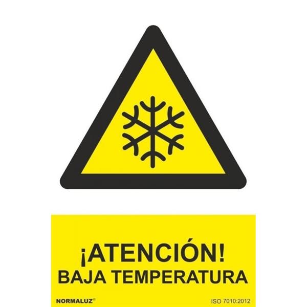 SEÑAL ADVERTENCIA ¡ATENCION! BAJA TEMPERATURA      297X210 MM