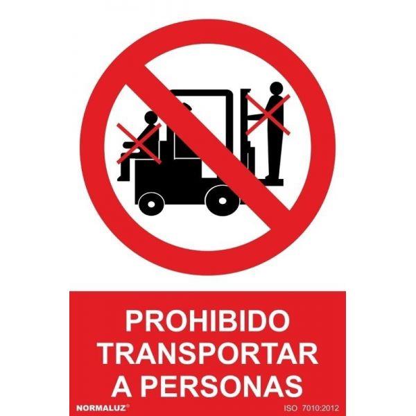 SEÑAL PROHIBICION CASTELLANO ADHESIVO 100X150 MM PROHIBIDO TRANSPORTAR A PERSONAS