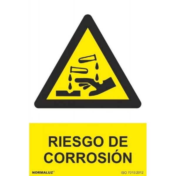 SEÑAL ADVERTENCIA RIESGO DE CORROSION              490X345 MM