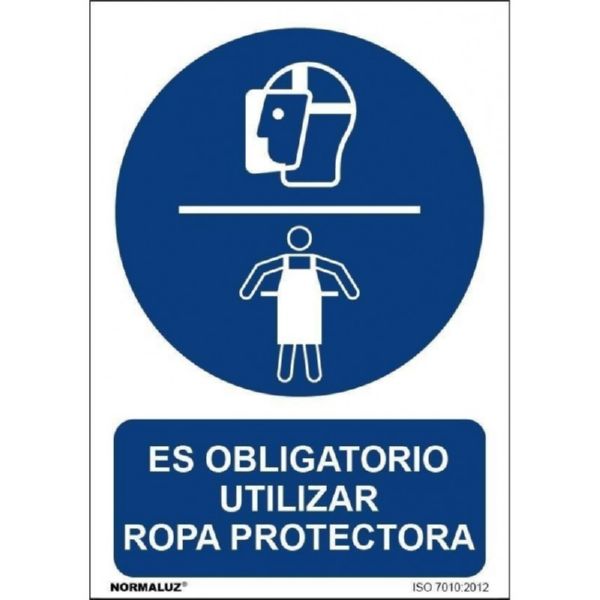 SEÑAL OBLIGACION 297X210 MM-USAR ROPA PROTECTORA 