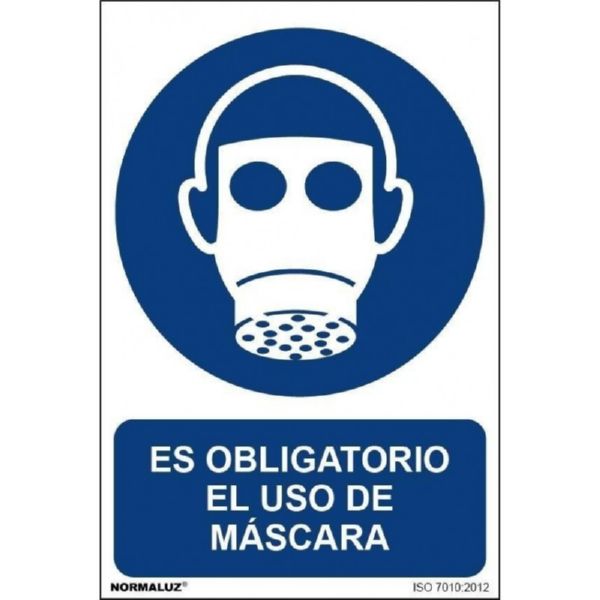 SEÑAL OBLIGACION USAR MASCARA PVC 0,7 MM 210X300 MM