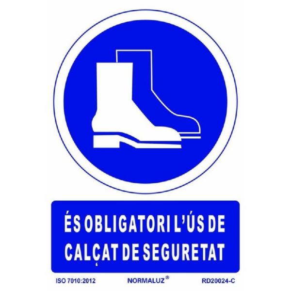 SEÑAL OBLIGACION CATALAN 297X210 MM-CALÇAT SEGURETAT